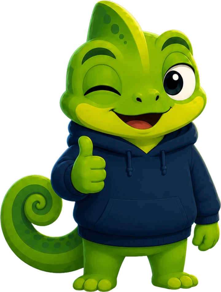 Mascote do tudy fazendo joinha
